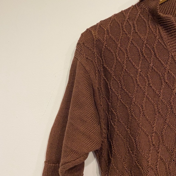 Soeur Tiloup Chocolate Brown Collared Cable Knit Old Money Short Sleeve Sweater - Picture 7 of 7